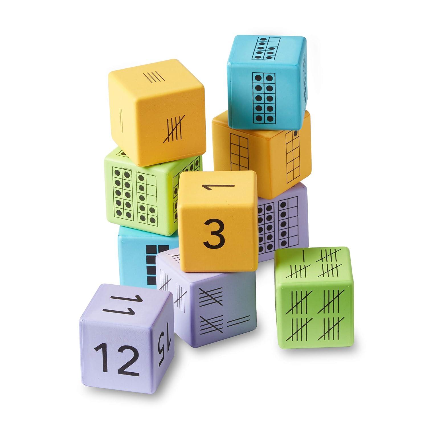 imagehand2mind Math Activity Dice Set Foam Math Dice for Kids Ages 58 6 Sided Die Represents A Number Ten Frame Tally Marks Or Base Ten Early Math Homeschool Supplies Set of 16