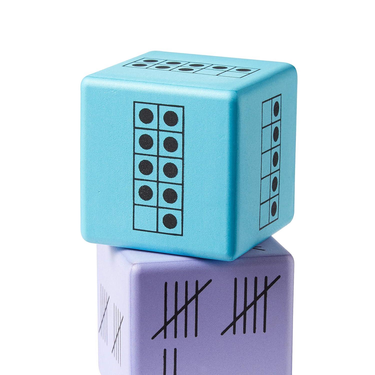 imagehand2mind Math Activity Dice Set Foam Math Dice for Kids Ages 58 6 Sided Die Represents A Number Ten Frame Tally Marks Or Base Ten Early Math Homeschool Supplies Set of 16