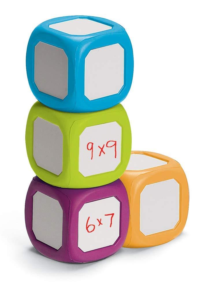 imagehand2mind Plastic Small WriteOnWipeOff Dice for Kids Ages 58 Dry Erase Surface On All Sides Draw Letters Numbers and Numeral Operations 4Color Dice Measures 2Inches Pack of 4