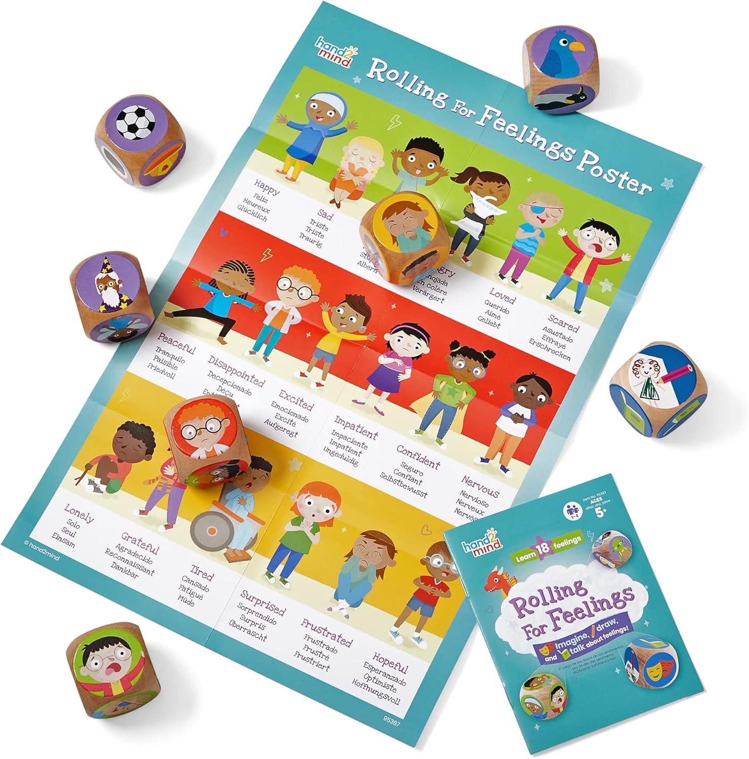 imagehand2mind Rolling for Feelings Dice Game Therapy Games Play Therapy Toys Social Emotional Learning Emotional Regulation for Kids Social Skills Activities for Kids School Counselor Supplies