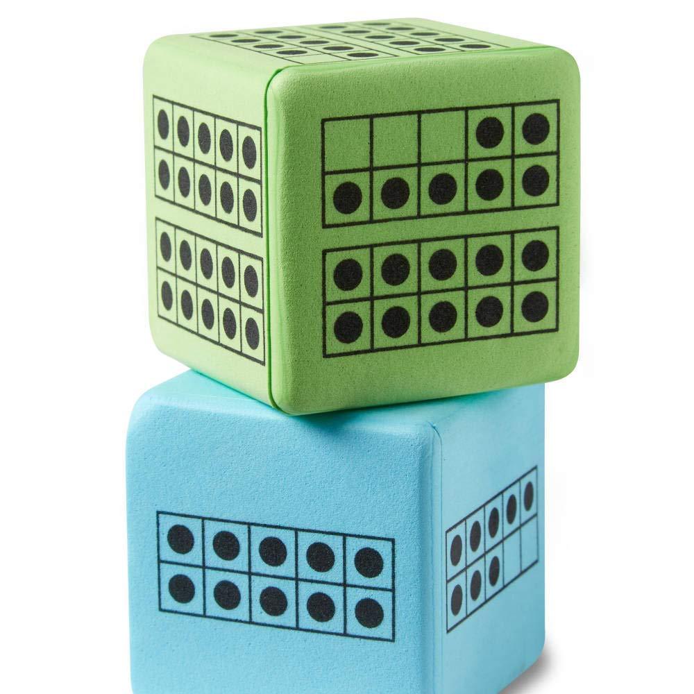 imagehand2mind Ten Frame Dice Large Foam Dice for Classroom Subitizing Dice Math Manipulatives for Elementary School Counting Toys for Toddlers Educational Toys for Preschool Children Set of 12
