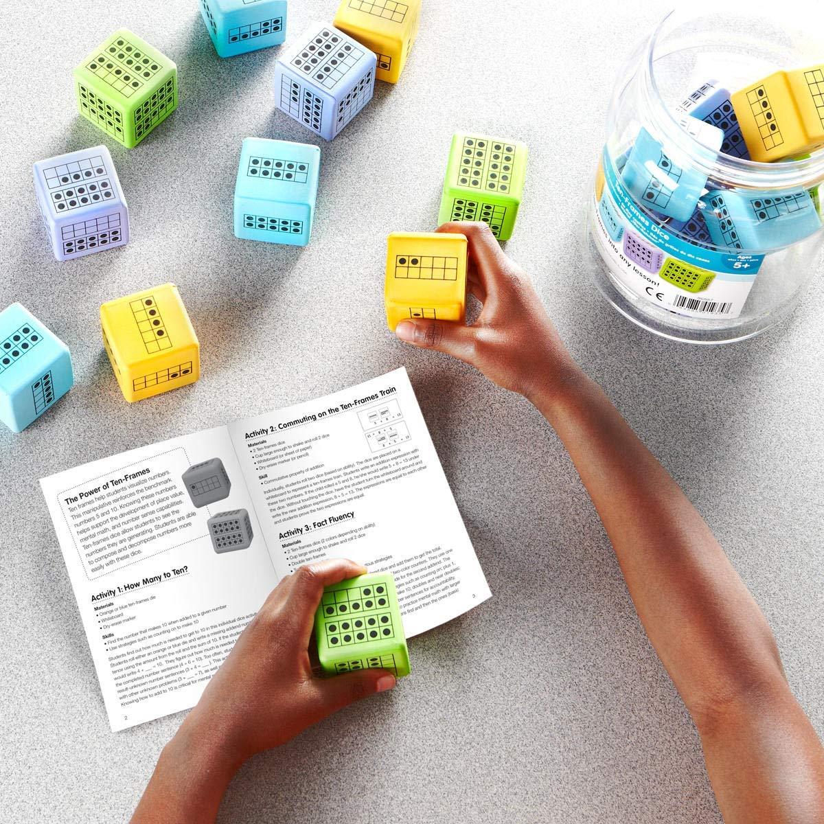 imagehand2mind Ten Frame Dice Large Foam Dice for Classroom Subitizing Dice Math Manipulatives for Elementary School Counting Toys for Toddlers Educational Toys for Preschool Children Set of 12