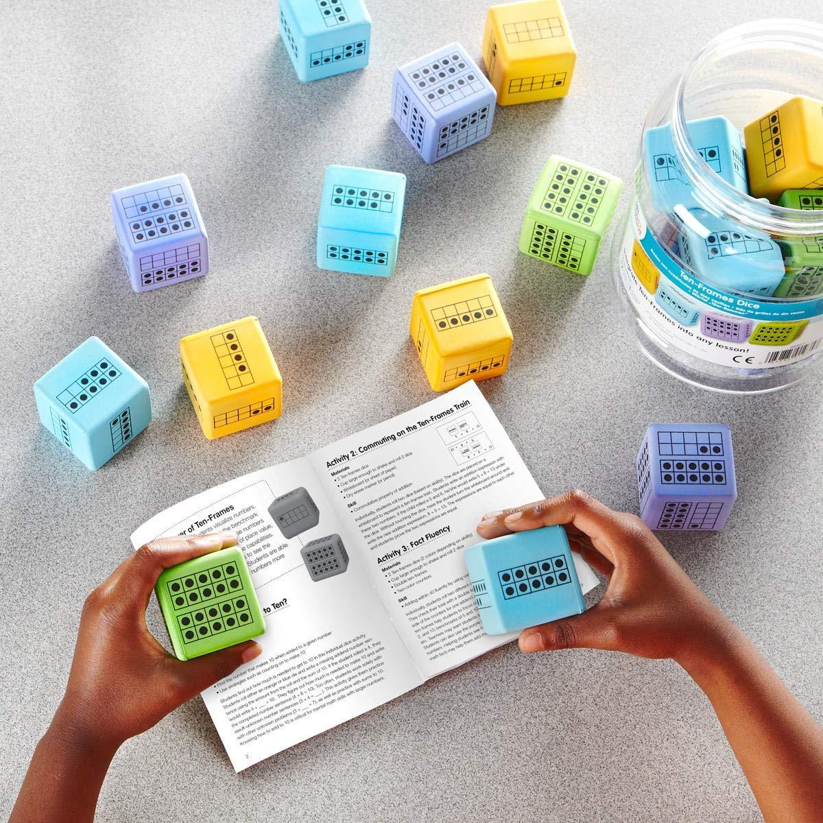 imagehand2mind Ten Frame Dice Large Foam Dice for Classroom Subitizing Dice Math Manipulatives for Elementary School Counting Toys for Toddlers Educational Toys for Preschool Children Set of 12