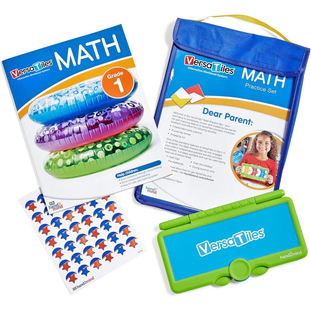 imagehand2mind VersaTiles Math Practice Take Along Set for Grade 1 Homeschool Curriculum Math Workbook for Students Elementary Classroom Must Haves First Grade Learning Activities