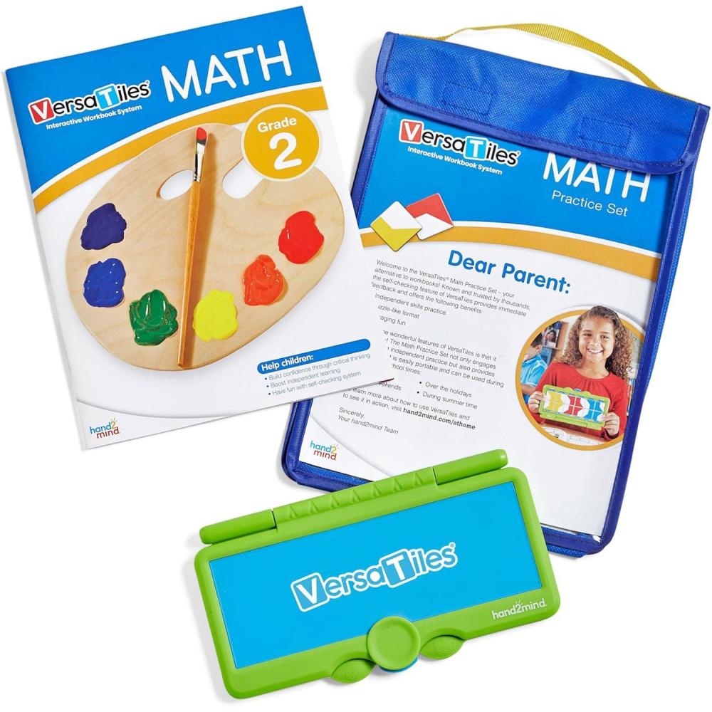 imagehand2mind VersaTiles Math Practice Take Along Set for Grade 2 Homeschool Curriculum Math Workbook for Students Elementary Classroom Must Haves Kids Learning Activities for Second Grade