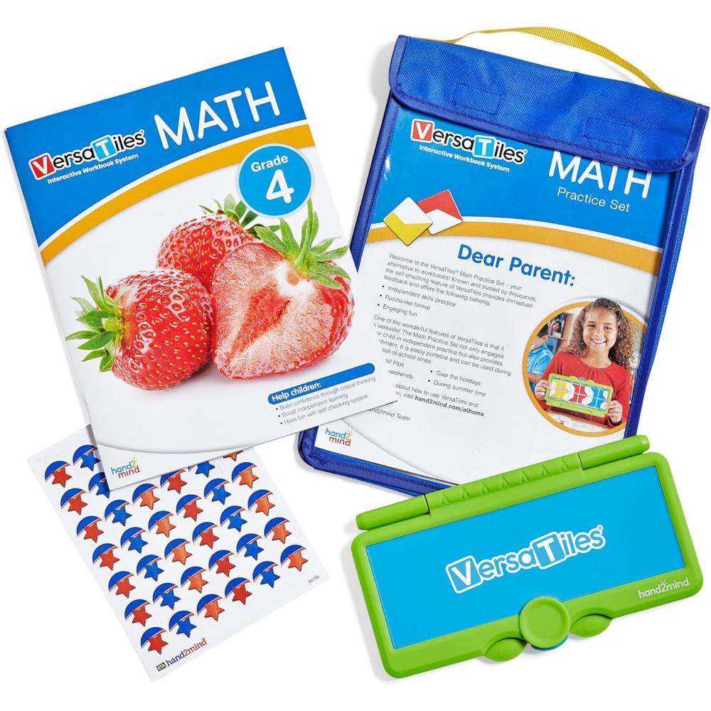imagehand2mind VersaTiles Math Practice Take Along Set for Grade 4 Homeschool Curriculum Math Workbook for Students Elementary Classroom Must Haves Kids Learning Activities for Fourth Grade