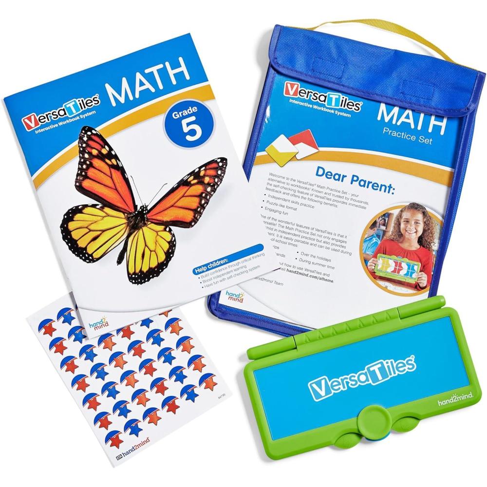 imagehand2mind VersaTiles Math Practice Take Along Set for Grade 5 Homeschool Curriculum Math Workbook for Students Elementary Classroom Must Haves Kids Learning Activities for Fifth Grade