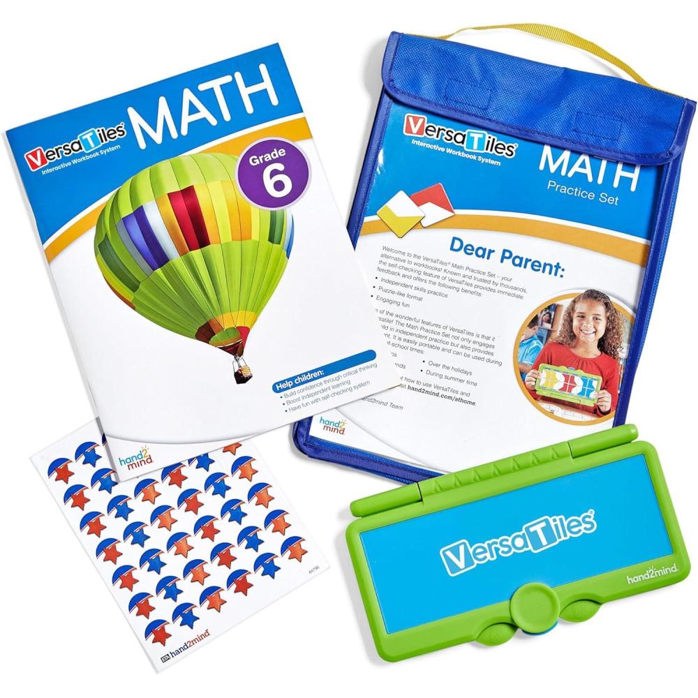 imagehand2mind VersaTiles Math Practice Take Along Set for Grade 6 Homeschool Curriculum Middle School Math Workbook for Students Middle School Classroom Must Haves Sixth Grade Learning Activities