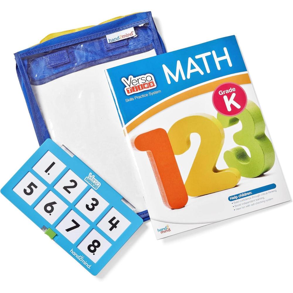 imagehand2mind VersaTiles Math Practice Take Along Set for Kindergarten SelfChecking Workbook Homeschooling Games Case Included Homeschool Curriculum Math Workbook Kindergarten Homeshool Supplies