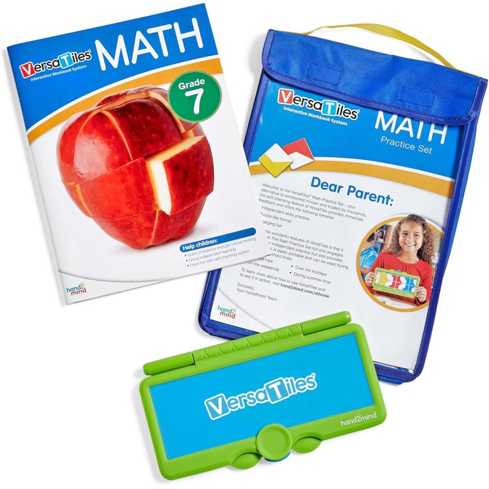 imagehand2mind VersaTiles Math Practice Take Along Set for Seventh Grade SelfChecking Workbook Homeschooling Games Case Included Homeschool Curriculum 7th Grade Math Workbook Homeshool Supplies
