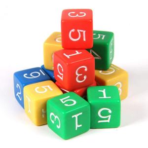 hand2mind Plastic 3/4-inch Color Number Dice (Set of 12)