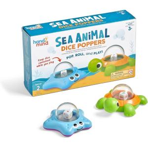 hand2mind Sea Animals Dice Poppers, Math Dice Popper, Game Replacement Dice Roller, Dice Games for Kids, Board Game Accessories, Family Game Night, Kids Travel Activity, Fun Classroom Games (Set of 2)