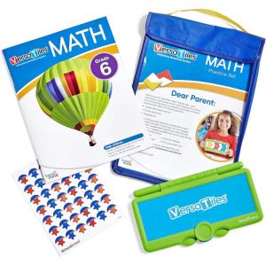 hand2mind VersaTiles Math Practice Take Along Set for Grade 6, Homeschool Curriculum, Middle School Math Workbook for Students, Middle School Classroom Must Haves, Sixth Grade Learning Activities