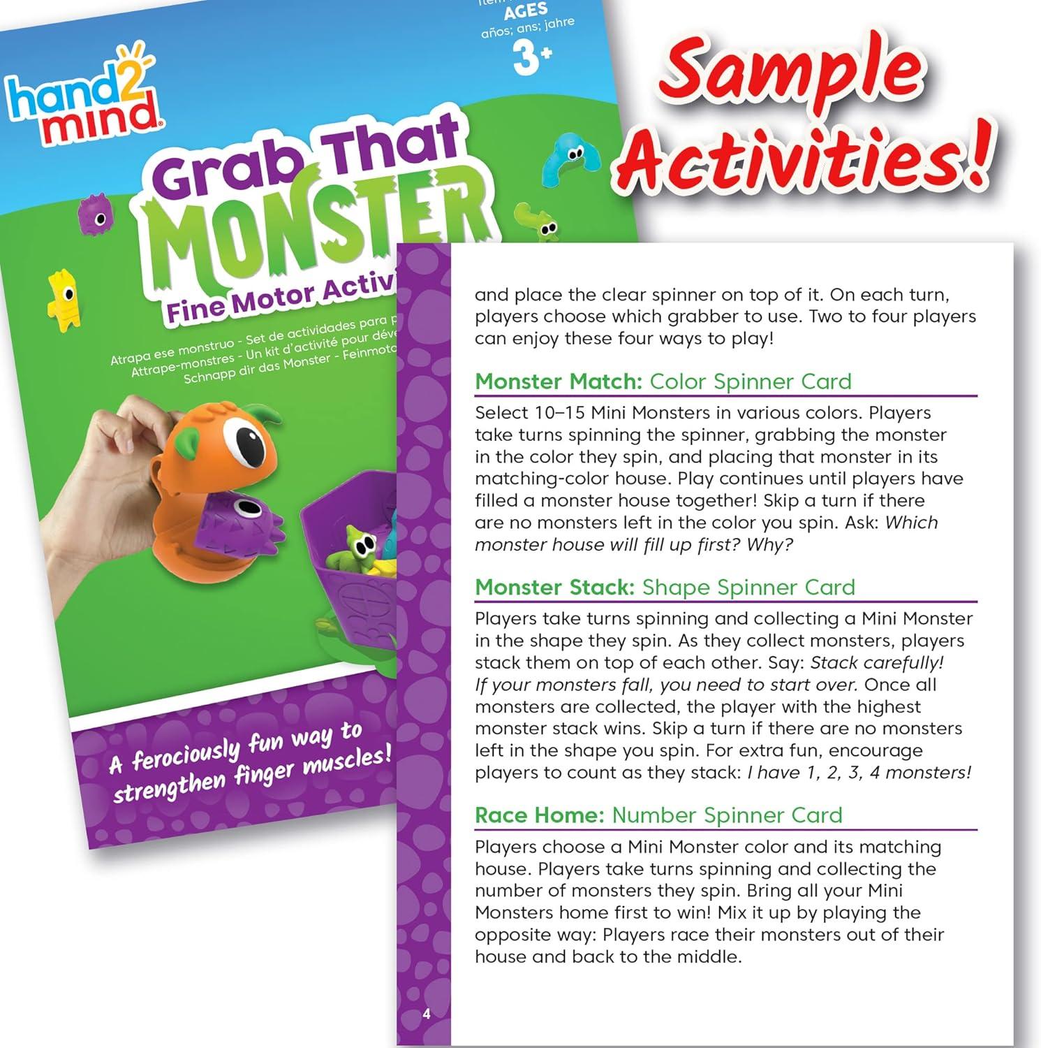imageHand2Mind Grab That Monster Fine Motor Activity Set Occupational Therapy Toys for Toddlers 34 Pincer Grasp Toys Play Therapy GamesActivity Set