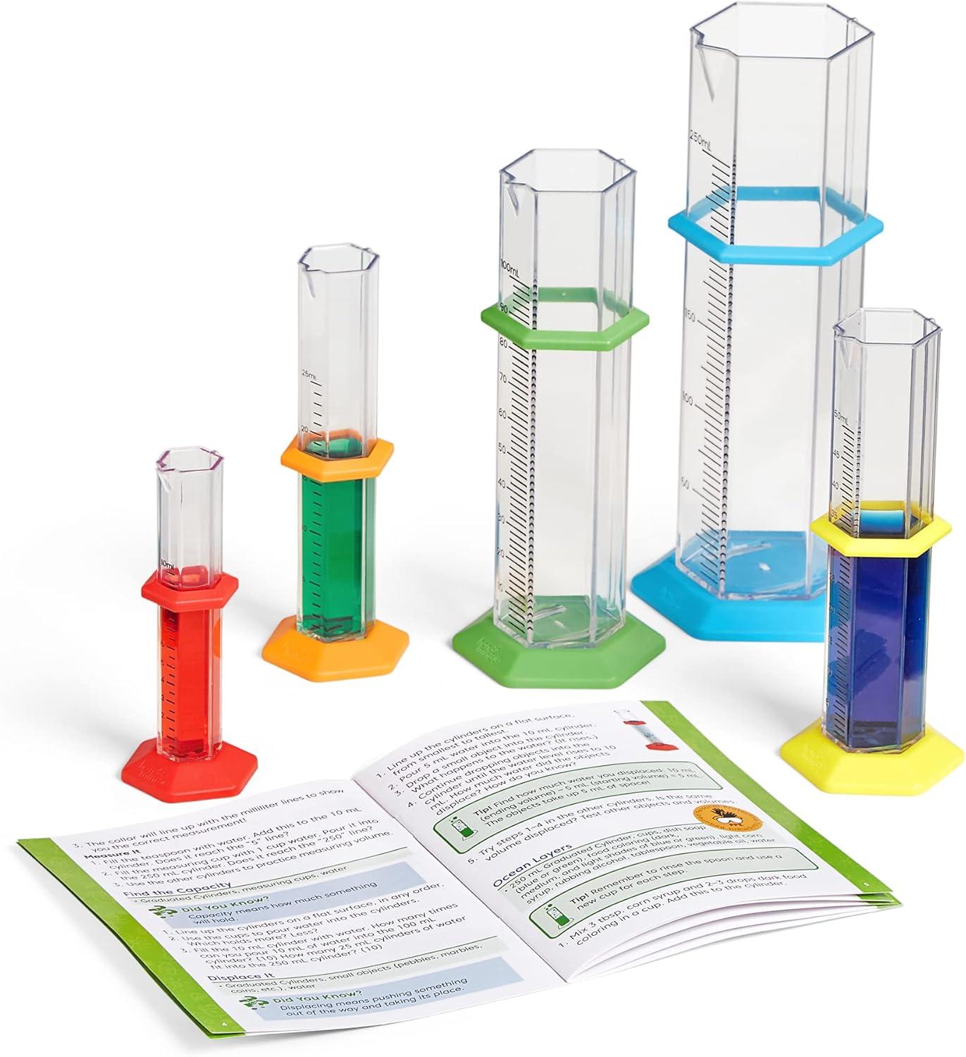 imageHand2mind Starter Science Graduated Cylinder Set Science Lab Equipment for Kids Measuring Toys Educational Science Kits Chemistry Set Science Supplies for Classroom Set of 5