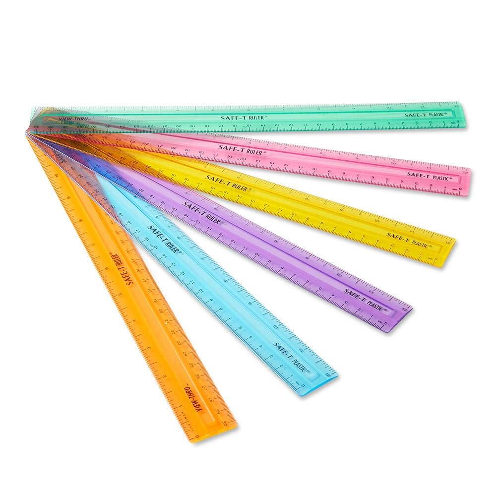 imagehand2mind 12 inch Multicolored Transparent Semiflexible SafeT Plastic Rulers Rainbow Plastic Rulers Safety Ruler for Measurement Safety Kids School Supplies Straight Rulers Pack of 24Set of 24