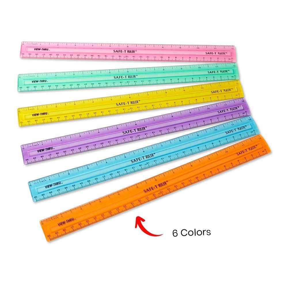 imagehand2mind 12 inch Multicolored Transparent Semiflexible SafeT Plastic Rulers Rainbow Plastic Rulers Safety Ruler for Measurement Safety Kids School Supplies Straight Rulers Pack of 24Set of 24