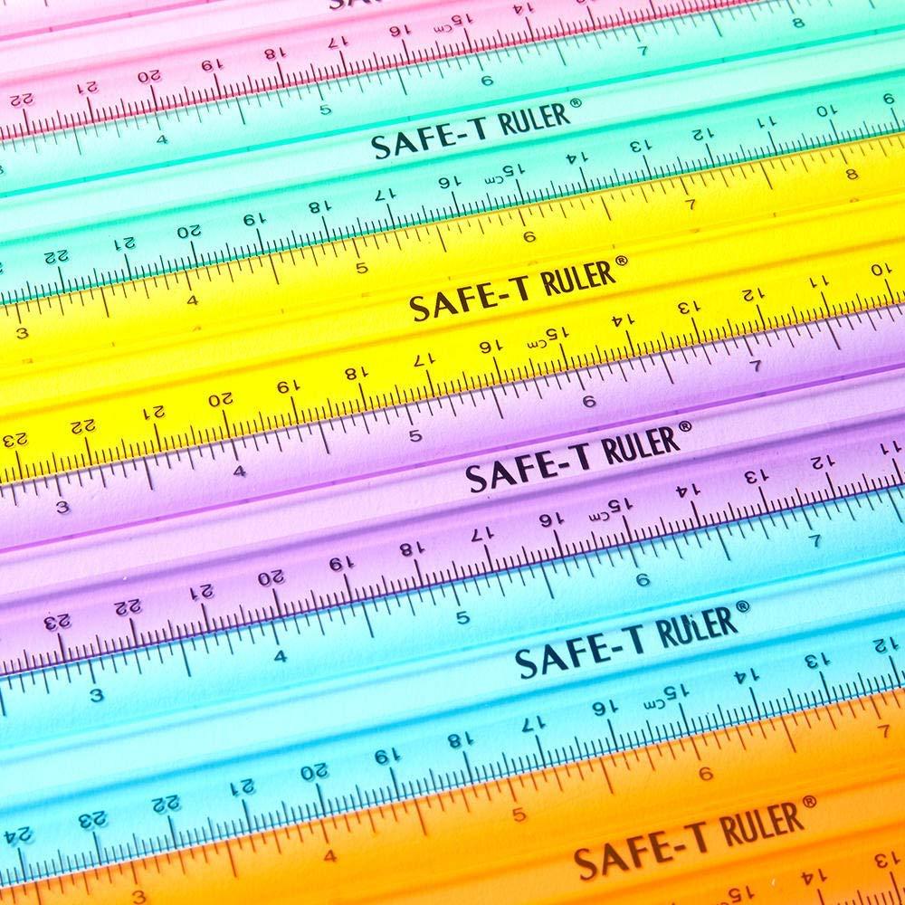 imagehand2mind 12 inch Multicolored Transparent Semiflexible SafeT Plastic Rulers Rainbow Plastic Rulers Safety Ruler for Measurement Safety Kids School Supplies Straight Rulers Pack of 24Set of 24