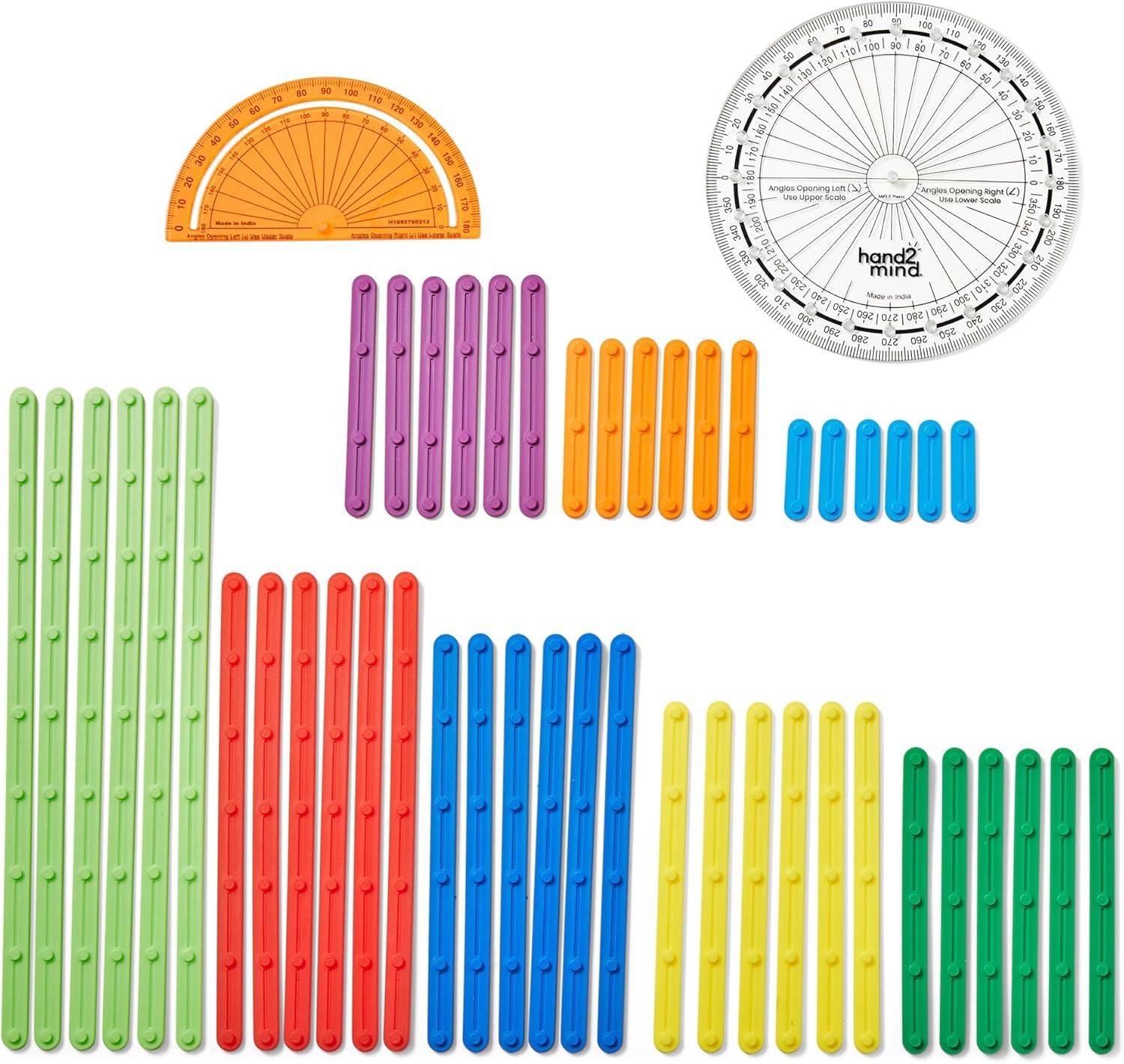 imagehand2mind AngLegs Classroom Set with 30 Protractors Geometry Manipulatives Geometric Shapes for Classroom Montessori Math Materials Math Teaching Tools 4th Grade Math Manipulatives for Kids