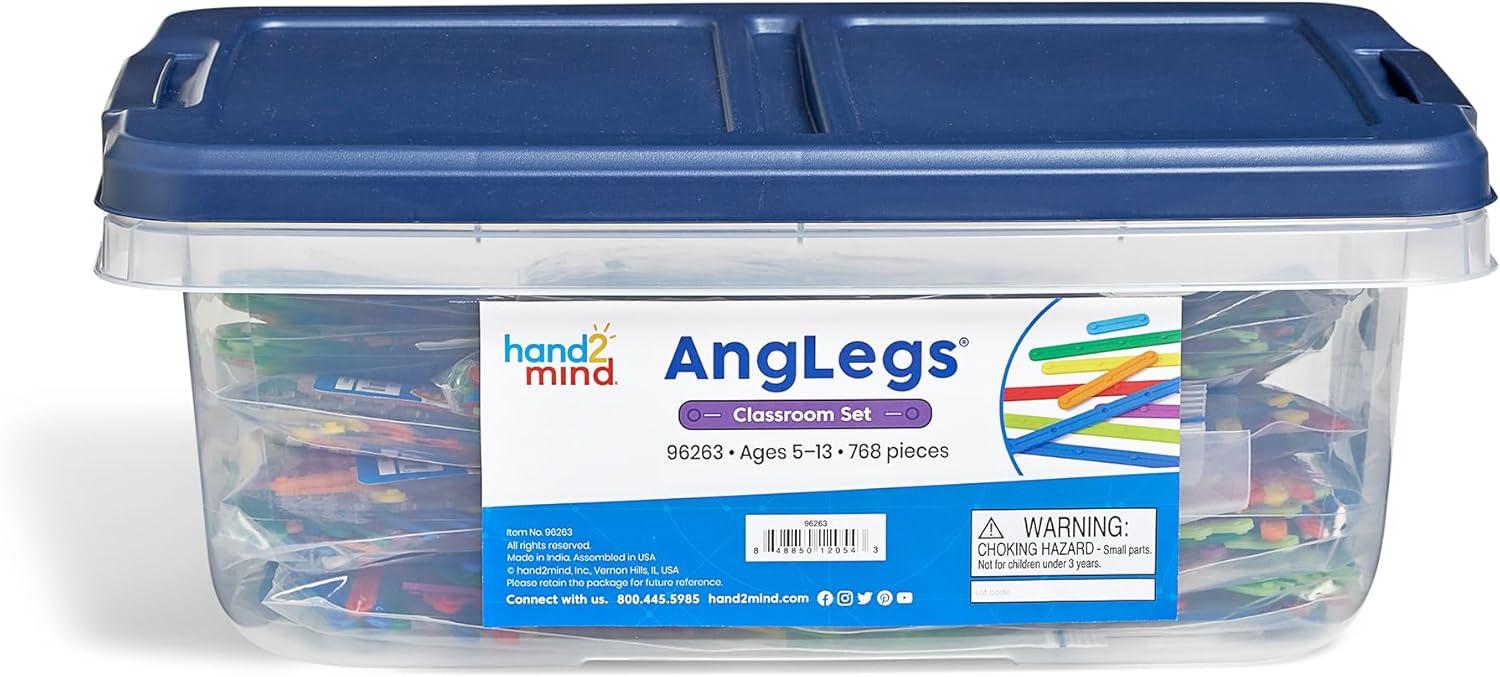 imagehand2mind AngLegs Classroom Set with 30 Protractors Geometry Manipulatives Geometric Shapes for Classroom Montessori Math Materials Math Teaching Tools 4th Grade Math Manipulatives for Kids