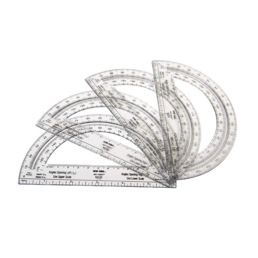 imagehand2mind Clear 6 SafeT Protractor Set 180 Degree Protractor for School Clear Plastic Protractor Ruler Geometry Tools Protractors Bulk for Classroom Math Teacher Supplies Set of 24
