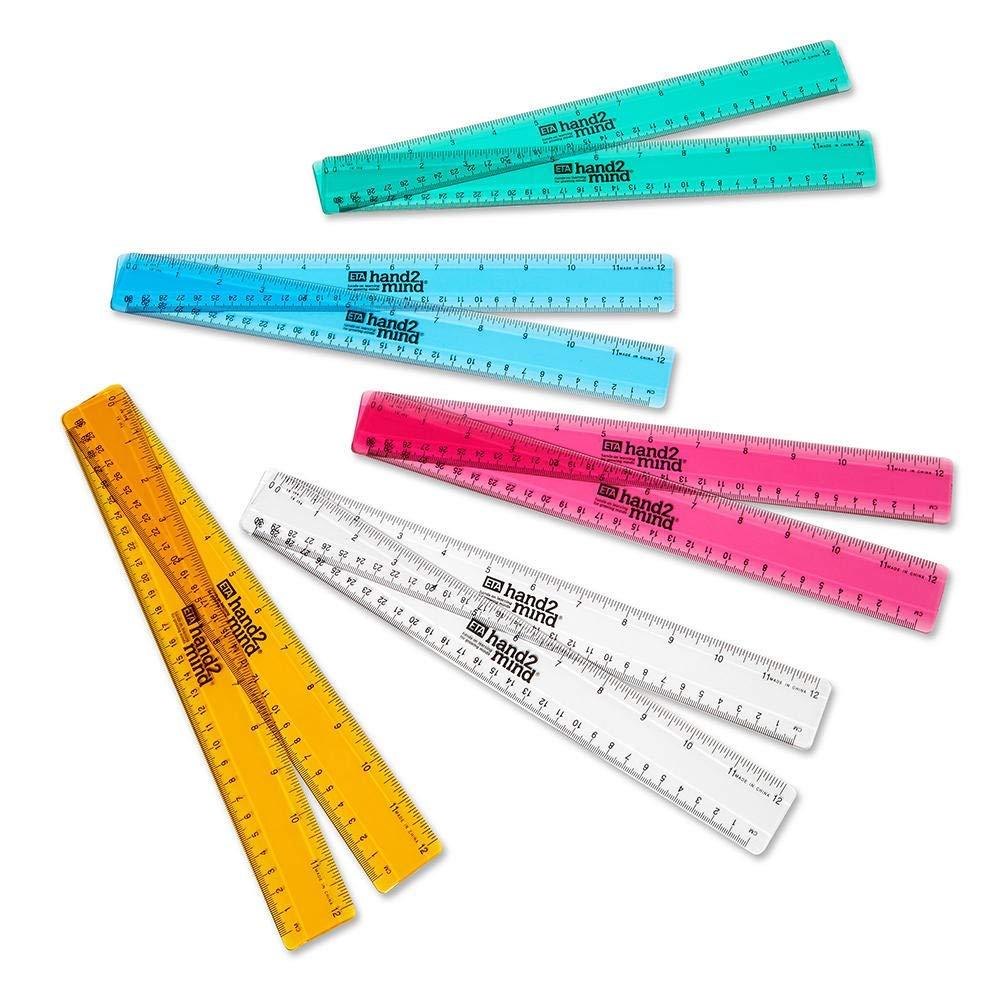 imagehand2mind Clear Multicolored 12 SafeT Plastic Ruler Set Safety Ruler with Inches Centimeters and Millimeters SemiFlexible Rulers Bulk for Classroom School Supplies for Teachers Set of 100