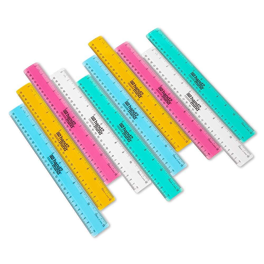imagehand2mind Clear Multicolored 12 SafeT Plastic Ruler Set Safety Ruler with Inches Centimeters and Millimeters SemiFlexible Rulers Bulk for Classroom School Supplies for Teachers Set of 100