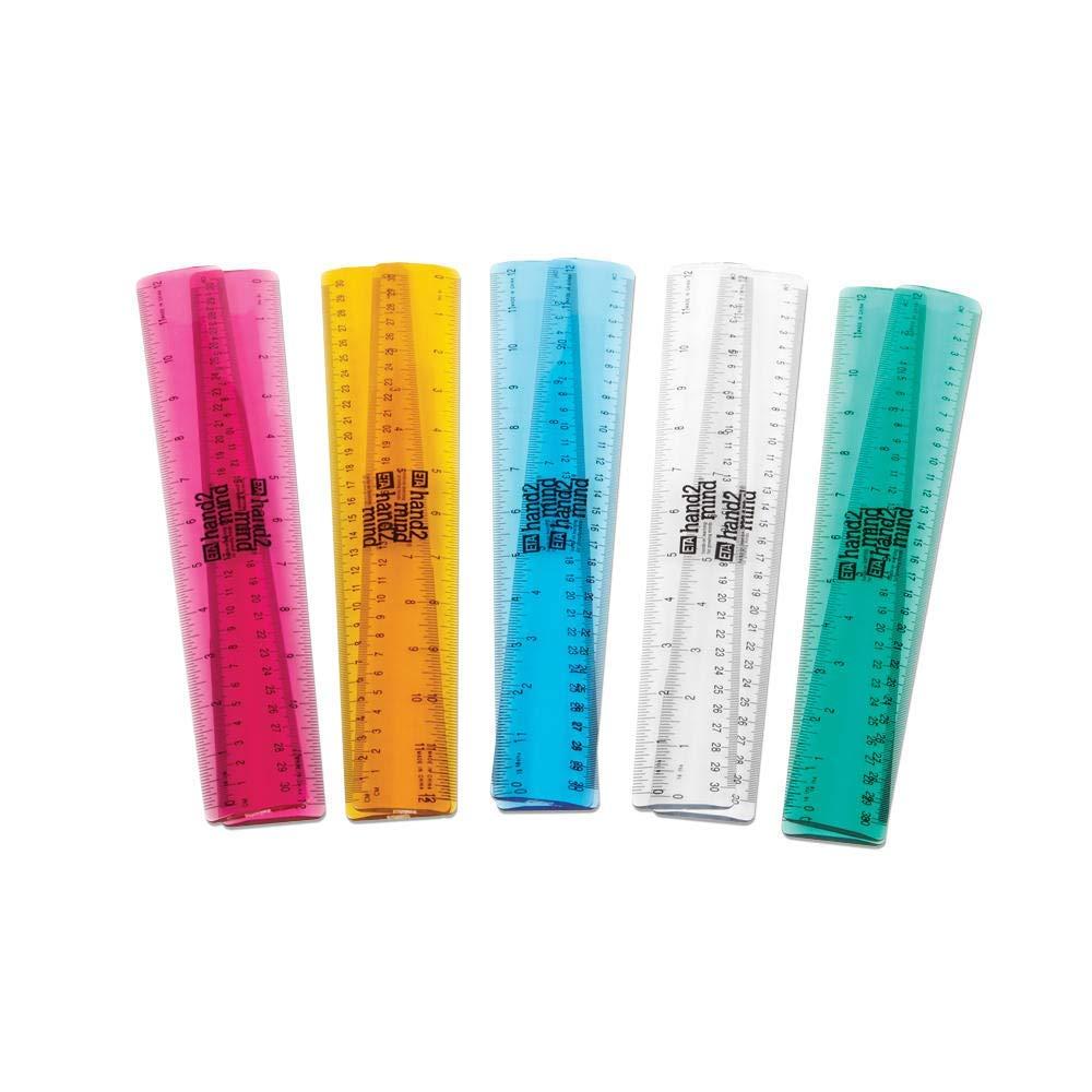 imagehand2mind Clear Multicolored 12 SafeT Plastic Ruler Set Safety Ruler with Inches Centimeters and Millimeters SemiFlexible Rulers Bulk for Classroom School Supplies for Teachers Set of 100