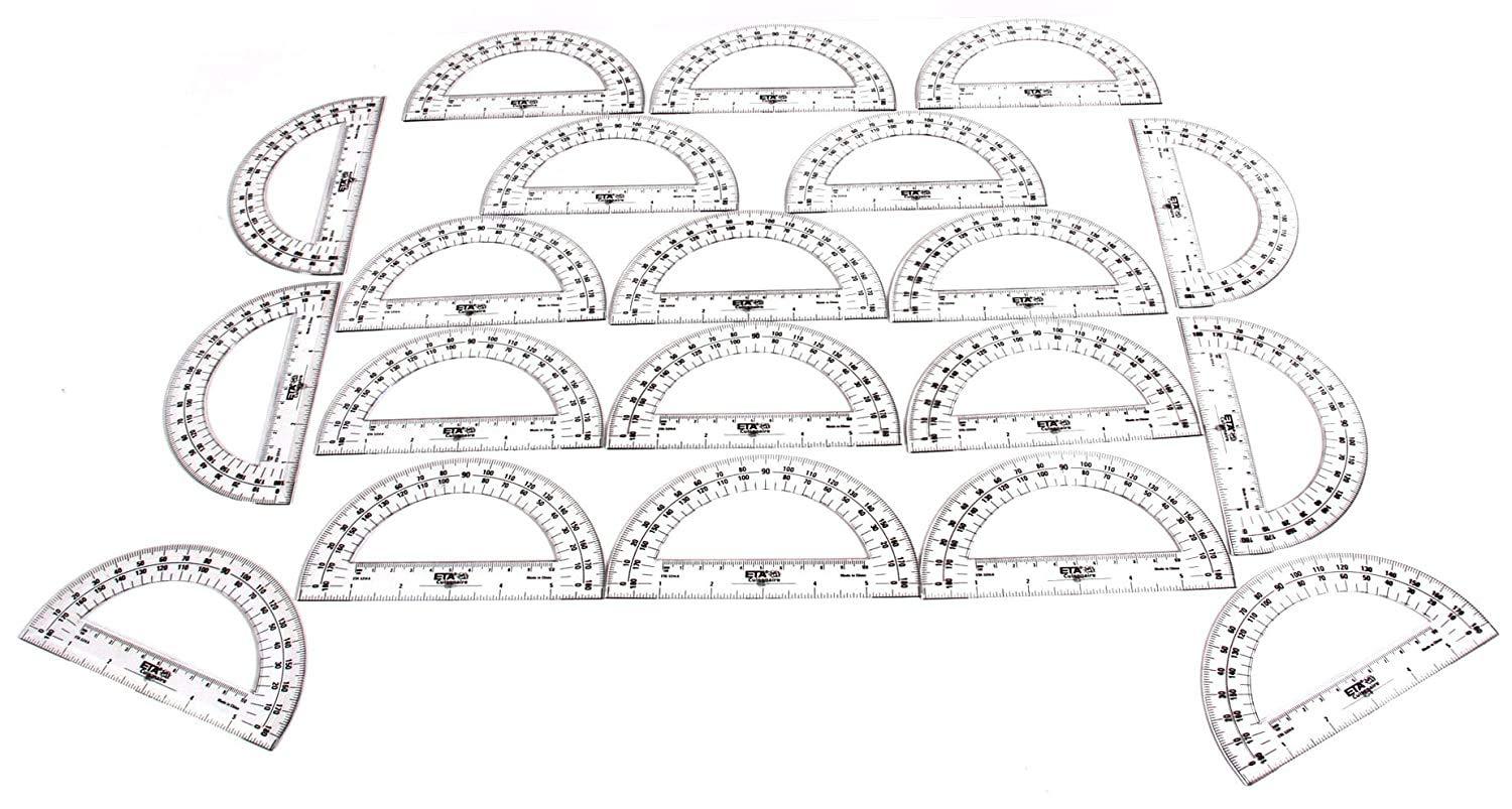 imagehand2mind Clear Plastic Student Math Protractor Set for Classroom Pack of 100