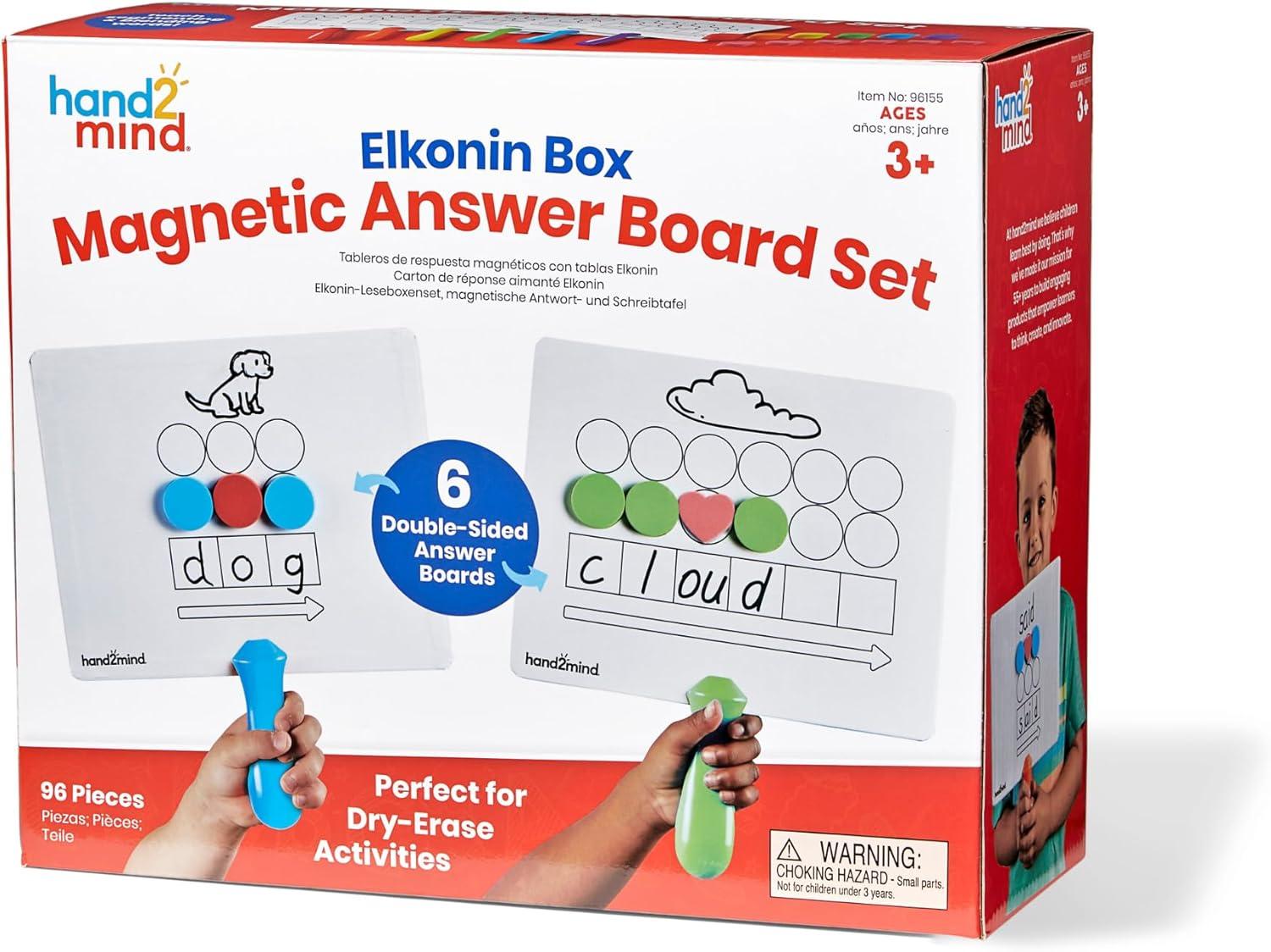 imagehand2mind Elkonin Box Magnetic Answer Board Word Mapping Paddles Elkonin Boxes Dry Erase Blending Board Phonemic Awareness Phonics Manipulatives Science of Reading Classroom Materials Set of 6