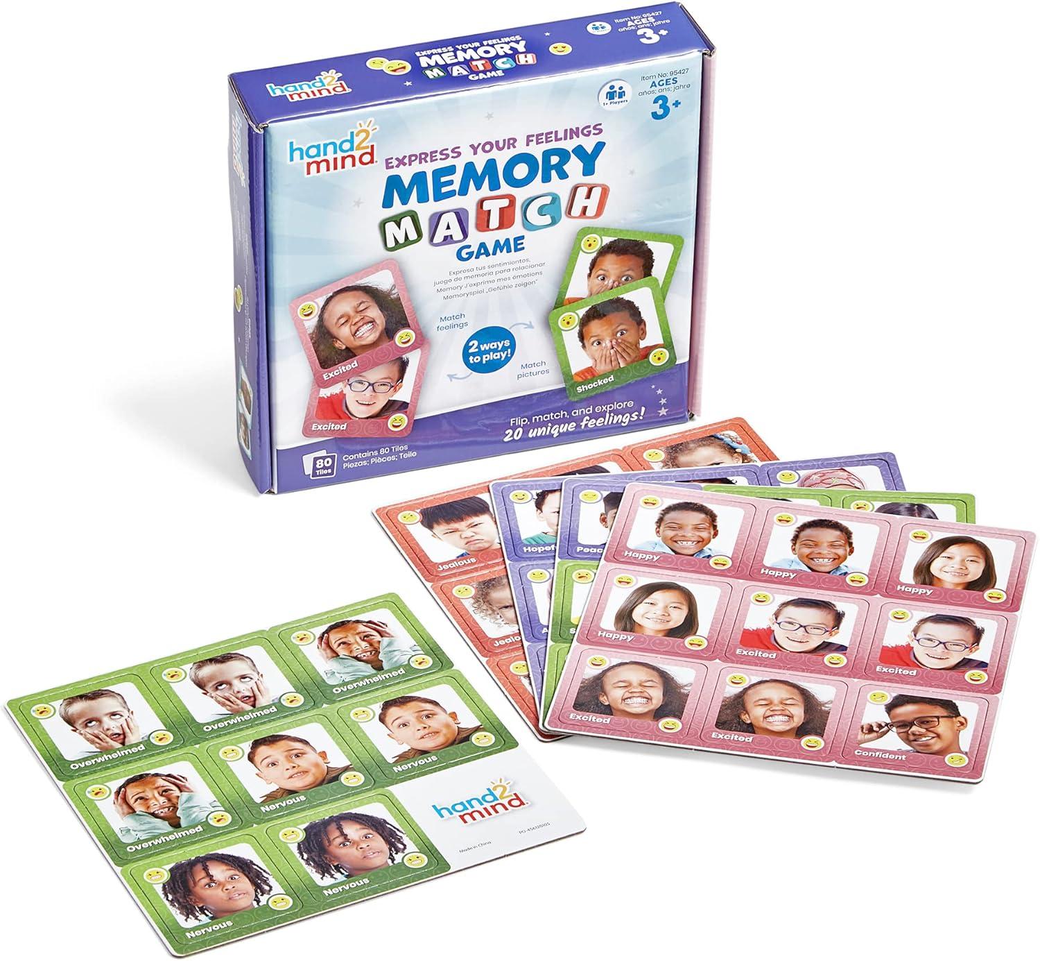 imagehand2mind Express Your Feelings Memory Match Game Emotion Cards Matching Game Emotional Intelligence for Kids Play Therapy Games for Kids Social Emotional Learning Activities Social Skills Games
