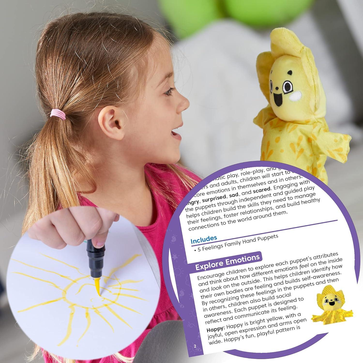 imagehand2mind Feelings Family Hand Puppets Hand Puppets for Kids Social Skills Activities Mindfulness for Kids Social Emotional Learning Activities Sensory Play Therapy Toys for Counselors Set of 5Hand Puppets
