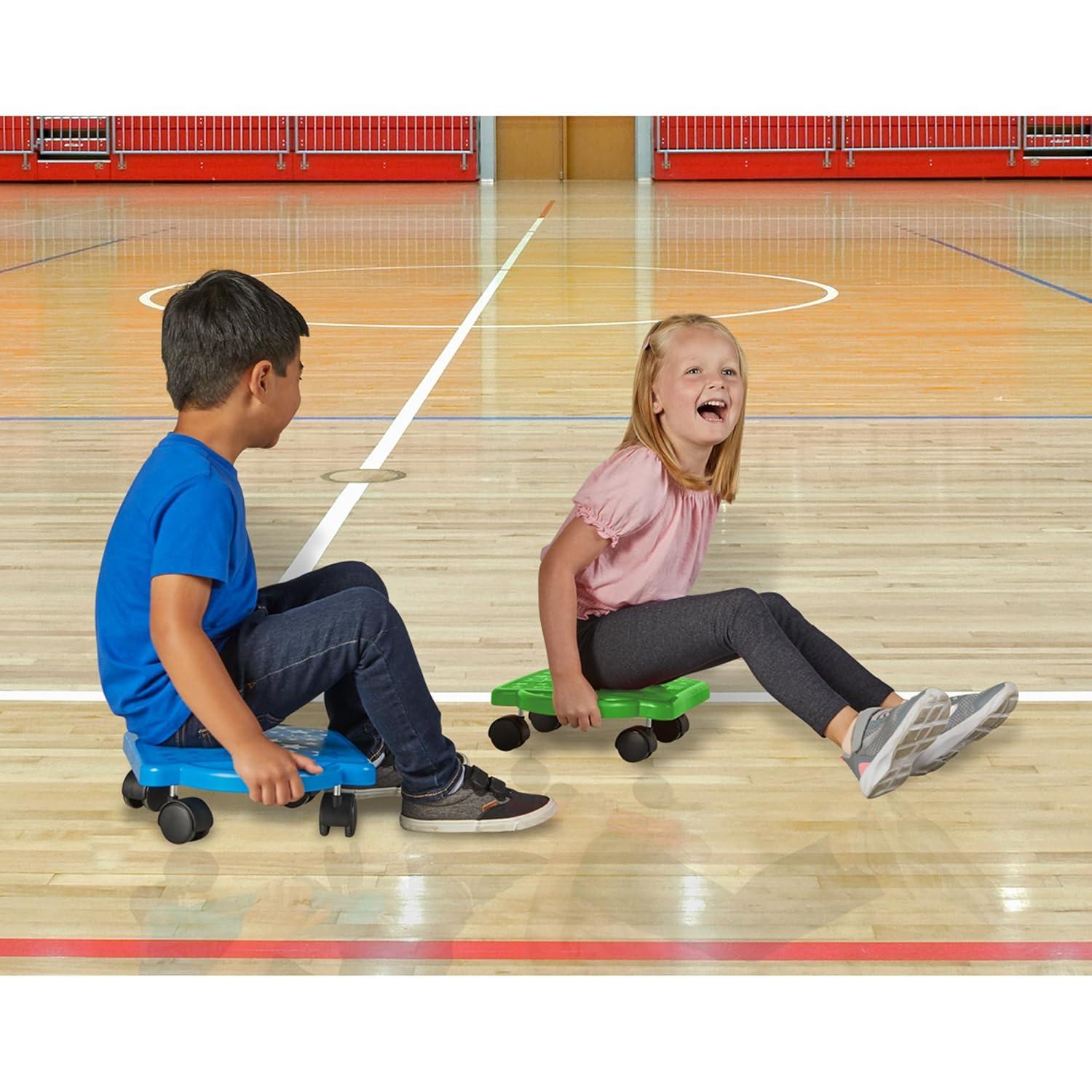 imagehand2mind Green Indoor Scooter Board with Handles Sit Down Floor Scooter Gym Activities for Kids Indoor Recess Games Sport Scooters Physical Education Equipment Gross Motor Toys