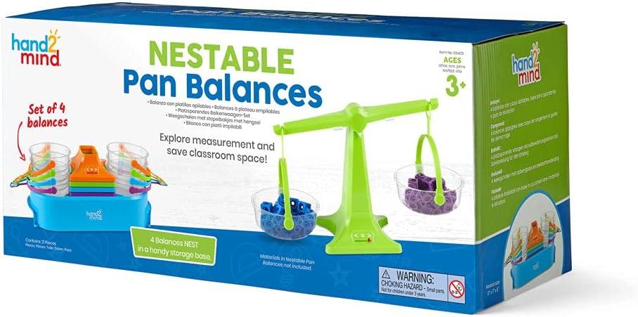 imagehand2mind Nestable Pan Balance Pan Balance Scale for Classroom Math Balance Scale for Kids School Weight Scale Balancing Scale Toy Preschool Science Center Materials Set of 4