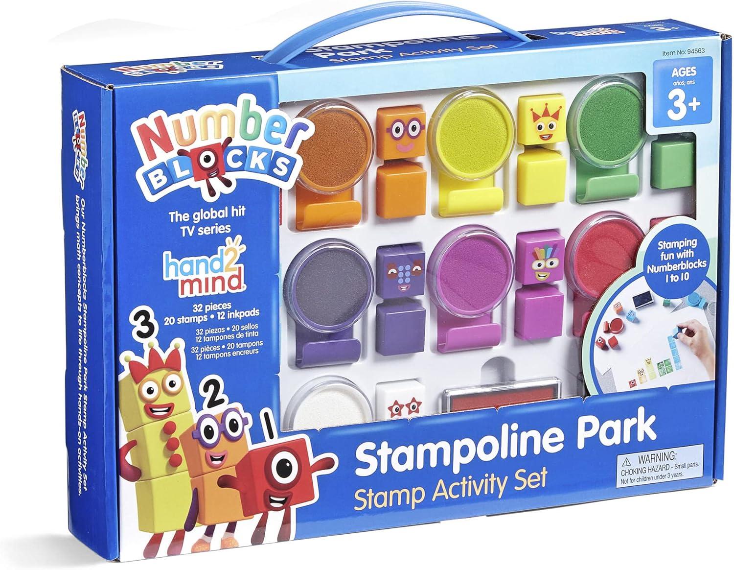 imagehand2mind Numberblocks Stampoline Park Stamp Activity Set 20 Stamps 12 Washable Ink Pads Number Toys Kids Arts ampamp Crafts Preschool Math Toys Toddler Learning Activities Birthday Gifts for KidsStamp Activity Set
