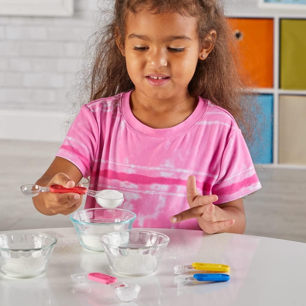 imagehand2mind Rainbow Fraction Manipulatives Baking Supplies for Kids Kids Kitchen Cute Unit Fraction Montessori Kitchen Measuring Spoons Set of 4