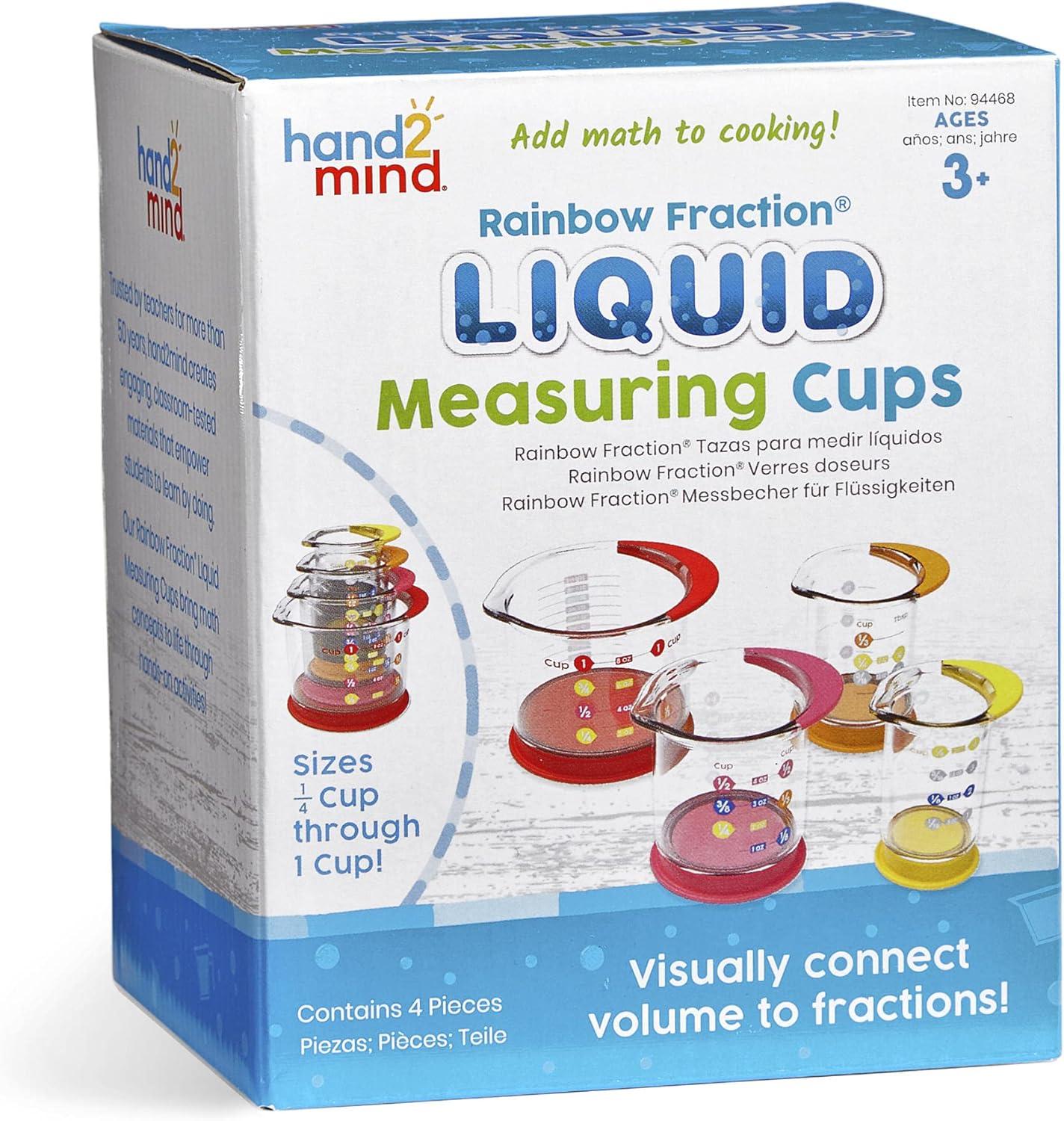 imagehand2mind Rainbow Fraction Manipulatives Baking Supplies for Kids Kids Kitchen Cute Unit Fraction Montessori Kitchen Measuring Spoons Set of 4