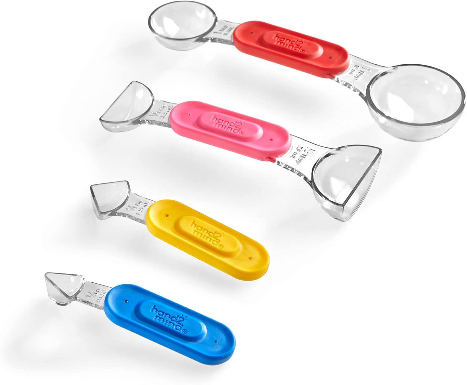 imagehand2mind Rainbow Fraction Measuring Spoons Kids Montessori Kitchen Tools Toddler Cooking Tools Sensory Table Materials Fraction Manipulatives Homeschooling Supplies Easter Baking Set of 4