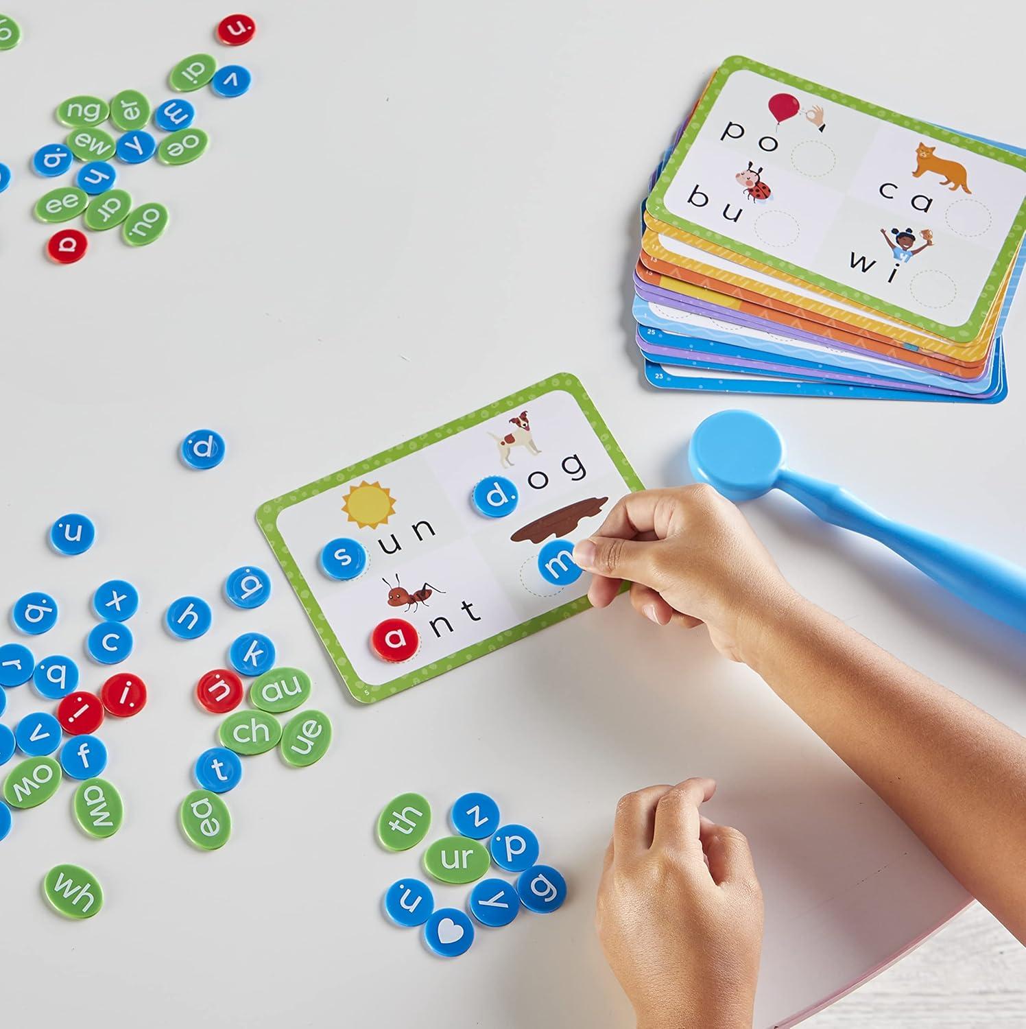 imagehand2mind Reading Readiness Activity Set Magnetic Wands and Chip Set Learn to Spell for Kids Spelling Toys CVC Words for Kindergarten Learning Letters Science of Reading Manipulatives