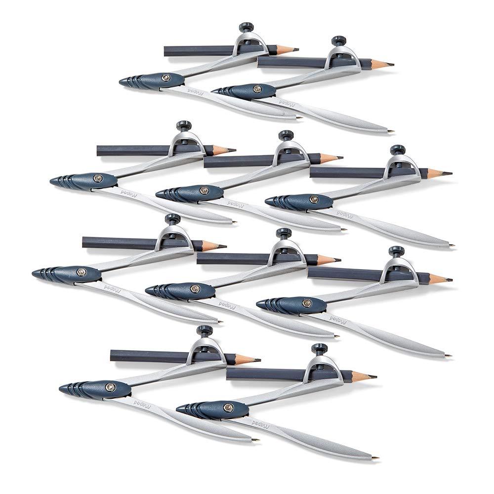 imagehand2mind Student Math Geometry Compass Silver Precision Tool for Geometry Math Drafting Pack of 10