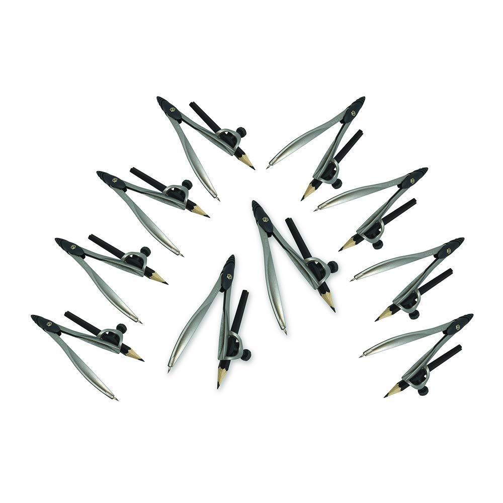 imagehand2mind Student Math Geometry Compass Silver Precision Tool for Geometry Math Drafting Pack of 10