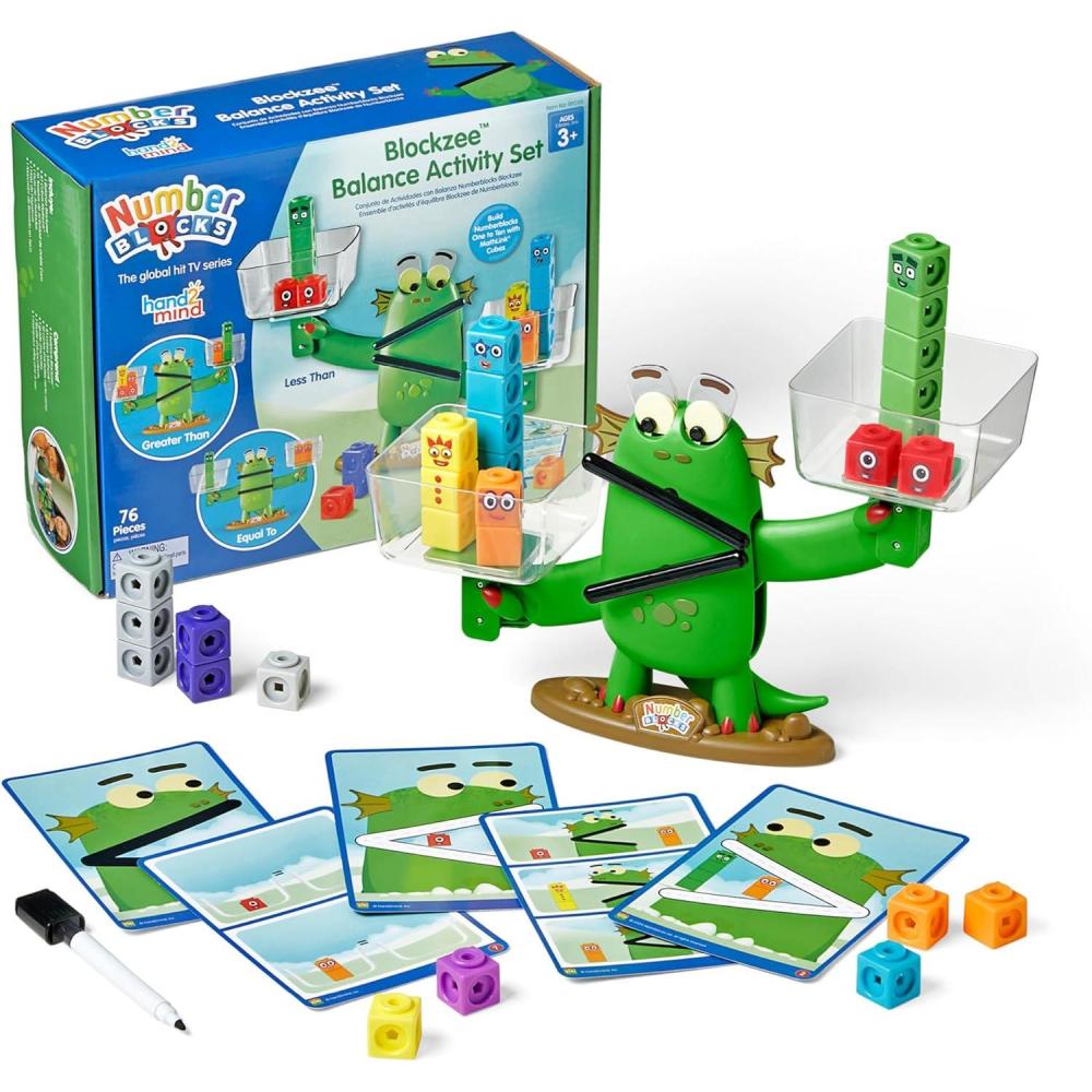 imagehand2mind Numberblocks Blockzee Balance Activity Set 61 MathLink Cubes Balance Scale Educational Math Manipulatives Numbers for Toddlers Preschool Learning Activities Birthday Gifts for Kids