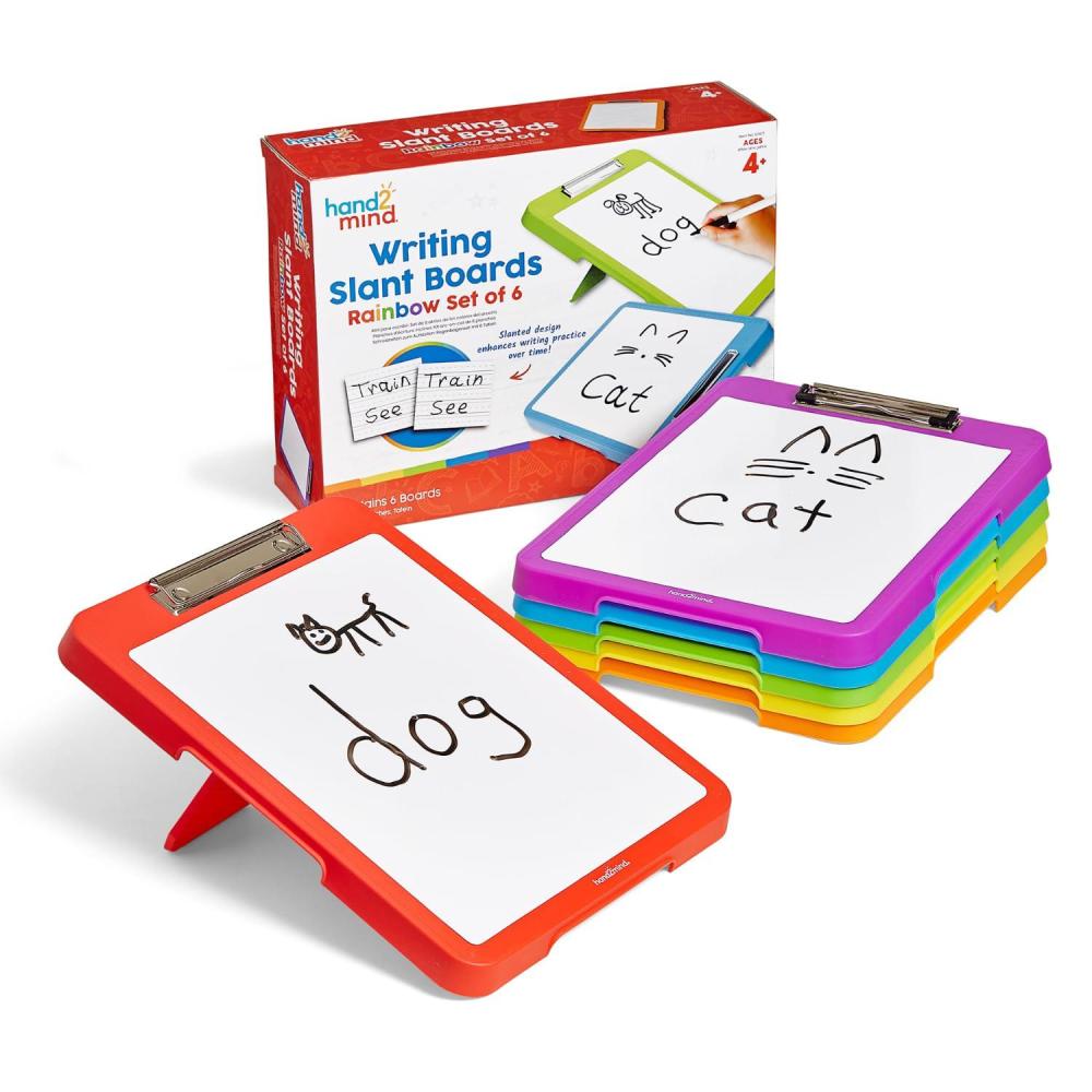 imagehand2mind Rainbow Writing Slant Boards Desktop Whiteboard Dry Erase Clipboard Reusable Handwriting Practice for Kids Learn to Write Letter Writing Teacher Supplies for Classroom Set of 6