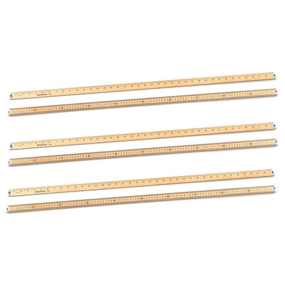 imagehand2mind Wood Economy MeterstickYardstick with Protective Metal Ends for School Classroom Home or Office Pack of 6