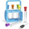 hand2mind Starter Science Lab – Flat Bottom Test Tubes with Lids, Six Tube Rack for Kids Experiments