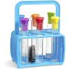 hand2mind Starter Science Lab – Flat Bottom Test Tubes with Lids, Six Tube Rack for Kids Experiments
