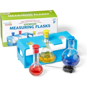 Hand2Mind Starter Science Measuring Flask Set – Plastic Beakers, Measuring Toys, Kids Chemistry Set, Educational Science Kits, Classroom Science Supplies