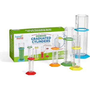 Hand2mind Starter Science Graduated Cylinder Set, Science Lab Equipment for Kids, Measuring Toys, Educational Science Kits, Chemistry Set, Science Supplies for Classroom (Set of 5)