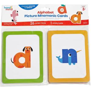 hand2mind Alphabet Picture Mnemonic Cards, ABC Flashcards for Kids, Classroom Alphabet Cards, Early Learning Flash Cards, Letter Recognition, Montessori Alphabet Cards, Toddler Learning Activities