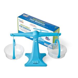 hand2mind Blue Nestable Pan Balance, Clear Double Balance Scale for Kids, Weight Scale for Liquids and Solids, Easy to Assemble, Space Saving Storage Base, Balance Scale for Classroom (Set of 1)(Set of 1)